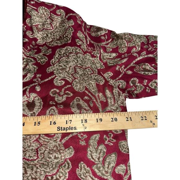 Soft Surroundings Velvet Burnout Tunic Blouse Red floral Scroll Med Asian - Picture 6 of 8